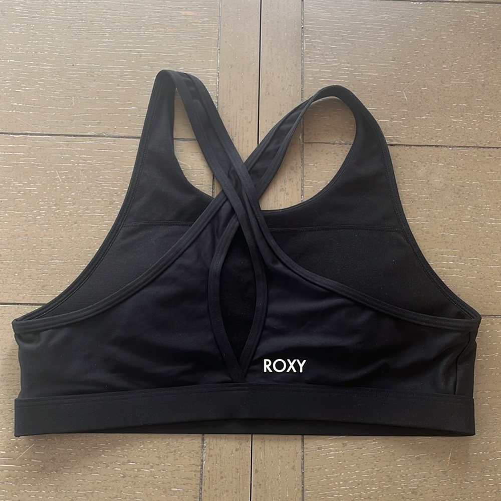 Roxy Sports Bra Cross Back Padded Removable Pads Medium Black